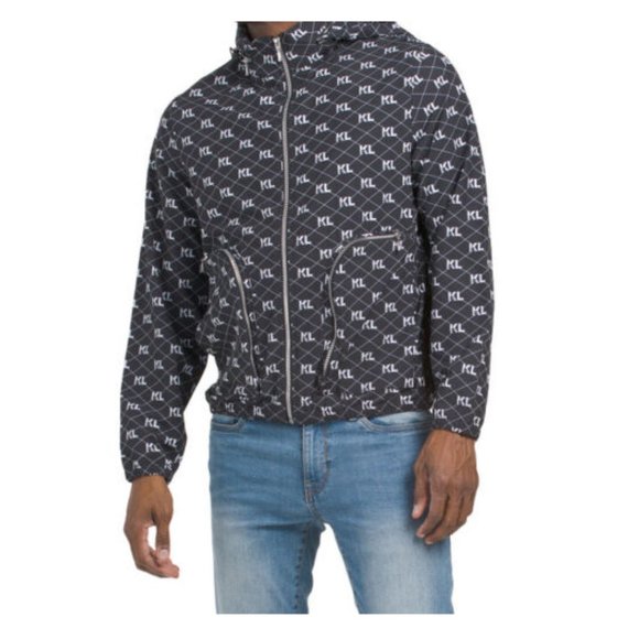 NewKARL LAGERFELD PARIS Allover Logo Printed Jacket Size L
